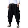 Generic Casual harembroek voor heren 2024 harembroek heren effen zigeuner retro harembroek baggy broek festival katoenen broek heren broek broek voor heren hiphop, Zwart, XL