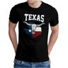 OM3 ® Longhorn Skull Texas T-shirt   Heren   USA Vintage State Flag Verenigde Staten III   S 5XL, zwart, L