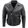 Infinity bikerjack voor heren, echt rundleer, Zwart, 5XL