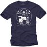 MAKAYA Heren T-Shirt Drums Da Vinci Drummer Blauw Geschenken Voor Drummers/Muzikanten Mannen Maat L