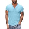 TDEOK Poloshirt heren regular fit korte mouwen T-shirt heren met kraag polo poloshirts voor heren katoen poloshirt met opstaande kraag heren poloshirt met V-hals heren heren poloshirt lang, blauw,