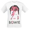 David Bowie Bowie, David Aladdin Sane Distressed T-shirt wit L 100% katoen Band merch, Bands