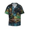 MDATT Kikker en regen heren shirt korte mouwen kleur knop down strand shirt tropische vakantie, Zwart, M