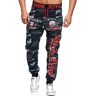 L.gonline Jogginghose Herren lang   Trainingshose Baumwolle   Sporthose mit Bündchen   enger Beinabschluss   Marine 5258 (L, Antra/Rot Camo)