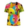 GRRKDFQ 3D Afgedrukt Korte Mouwen T-Shirt Kleurrijke Voedselprints-M