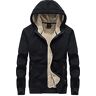 Erichman Mannen Klassieke Sherpa Gevoerd Full Zip Up Hoodie Uitloper Jas (Black,XXL)