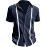 Generic Casual T-shirt voor mannen 2024 Mode Nieuwe Tops Heren Katoen Linnen Effen Kleur Revers Casual Shirt Kenmerken: Shirts Pack voor Mannen, Donkerblauw, S