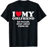 Vazzic I Love My Girlfriend Shirt I Love My Girlfriend So Stay Away Mens T-Shirt Black Text Graphic Tee Shirt Size L