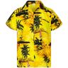 King Kameha Funky Hawaiiaans Overhemd, Hawaii-Overhemd, Korte Mouw, Surf, Geel, L