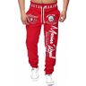 L.gonline Jogginghose Herren lang   Trainingshose Baumwolle   Sporthose mit Bündchen   enger Beinabschluss   Marine 5258 (XL, Rot)