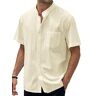MANYMANY Heren Button Down Beach Casual Shirt Korte Mouw Cubaanse Henley Shirt Casual Zomer Cubaanse Strand Shirts, 25, M