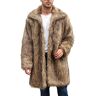 UnoSheng Bontjas heren imitatiebont lang bontjas wit heren bontjas winter revers faux bont jas lange mouwen bontjas bontkraag winterjas outdoor warme parka jas overgangsjas, koffie, 3XL