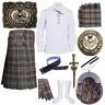 Highland Kilt Heren Schotse Kilts Outfit Set Verweerde Mackenzie Tartan met Distel Crest Accessoires, Verweerde Mackenzie, Navel 97 cm