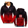 HARLSO Heren sporthoodie voor ingezetenen Casual sweatshirts met lange mouwen Volledige ritssluiting Sportmode Hoody Slim Fit Pullover-jassen met zakken,Red-XL
