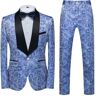 Generic Mannen Casual Business Bruiloft Gastheer Bloem Kleur Suits 3 Stks Jurk Blazers Jas Broek Vest Jas Set, Set van 2 Shui Lan1, 3XL