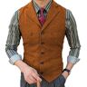 VIVICOLOR Heren formele V-hals Tweed vesten Business Casual Jurk Pak Vest Revers Wolmix Vesten voor Bruiloft, 64, XL