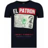 Local Fanatic El patron narcos billionaire rhinestone t-shirt Blauw Small Male