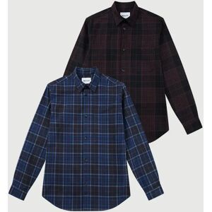 AW23 2pk Flannel Overshirt Checkered Blue+ Deep Burgund