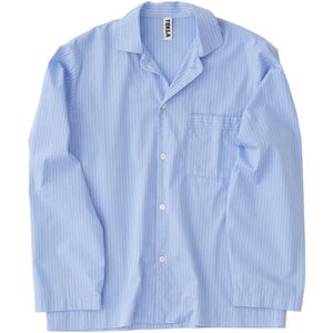 Tekla Poplin Pyjamas Shirt - Blue Pin Stripes - M