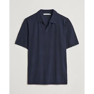 A Day's March Ebro Cotton/Merino Open Collar Polo Navy