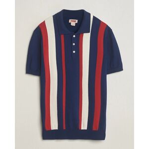 Baracuta Stripe Knitted Short Sleeve Polo Navy