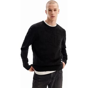 Desigual Textured motif pullover - BLACK - M