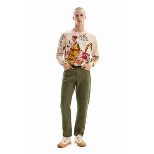 Desigual Straight long pants with embroidery. - GREEN - 32
