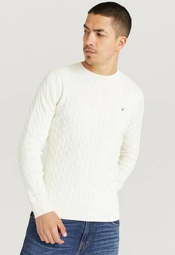 Gant Strikket Genser Cotton Cable Crew Hvit  Male Hvit