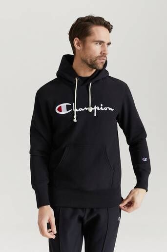 Champion Reverse Weave Hoodie Hooded Sweatshirt Svart  Male Svart