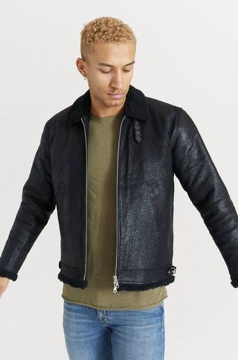 William Strouch Skinnjakke Shearling Jacket Black Svart  Male Svart