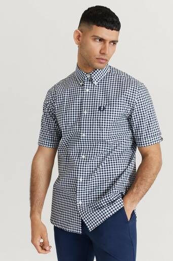 Fred Perry Kortermet Skjorte Gingham S/s Shirt Blå  Male Blå