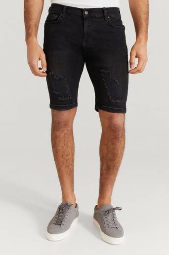 Siksilk Jeansshorts Distressed Denim Shorts Svart  Male Svart