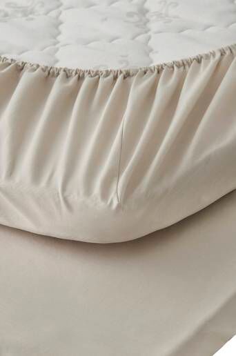 Studio Total Home Laken Cotton Percale Fitted Sheet Natur  Male Natur