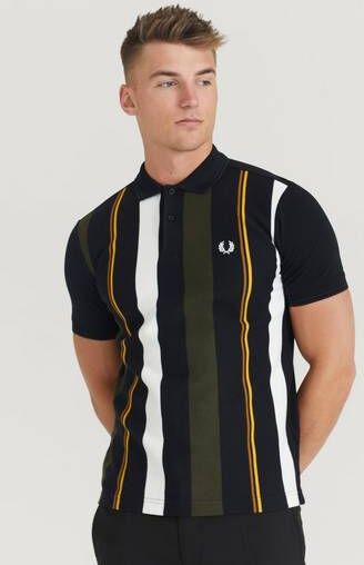 Fred Perry Strikket T-Shirt Stripe Polo Svart  Male Svart