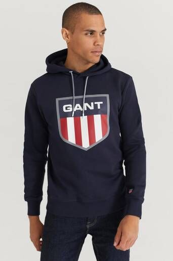 Gant Hoodie D1. Gant Retro Shield Sweat Hoodie Blå  Male Blå