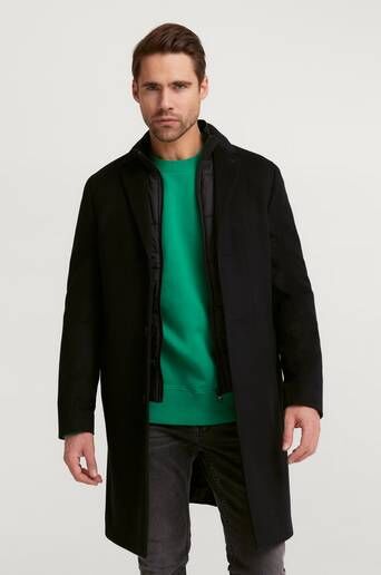 Calvin Klein Frakk Wool Melton Coat With Vest Svart  Male Svart