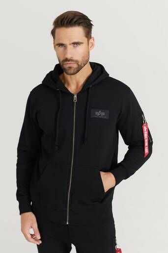 Alpha Industries Hoodie Back Print Zip Hoody Svart  Male Svart