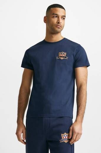 Gant T-Shirt D1.Gant Banner Shield Ss T-Shirt Blå  Male Blå