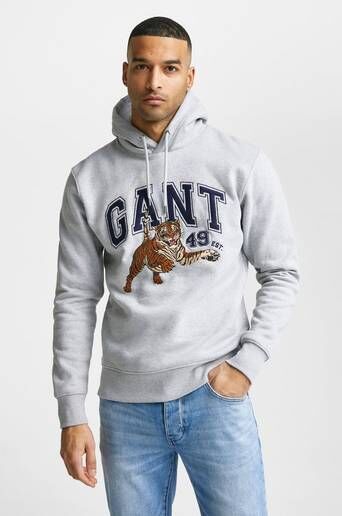 Gant Hoodie D2. Tiger Sweat Hoodie Grå  Male Grå