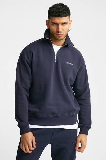 Les Deux Genser Diego Halfzip Sweatshirt Blå  Male Blå