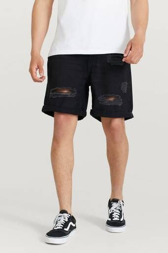 William Baxter Jeansshorts Ripped Denim Shorts Svart  Male Svart