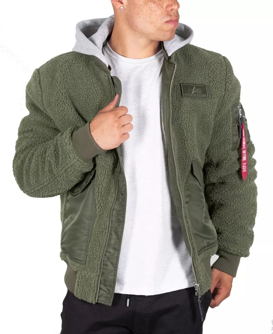 Alpha Industries CWU Zip Hoody Teddy - Jakke - Sage Green - M