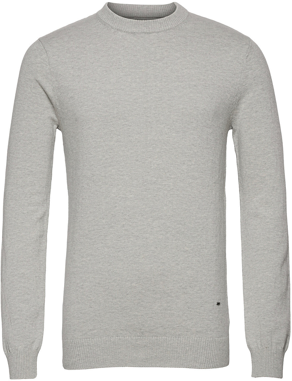 Bertoni Jonas Slim Round Neck Knit Strikkegenser M. Rund Krage Grå Bertoni