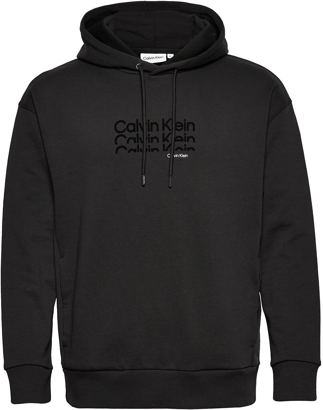 Calvin Triple Logo Flock Comfort Hoodie Hettegenser Genser Svart Calvin Klein