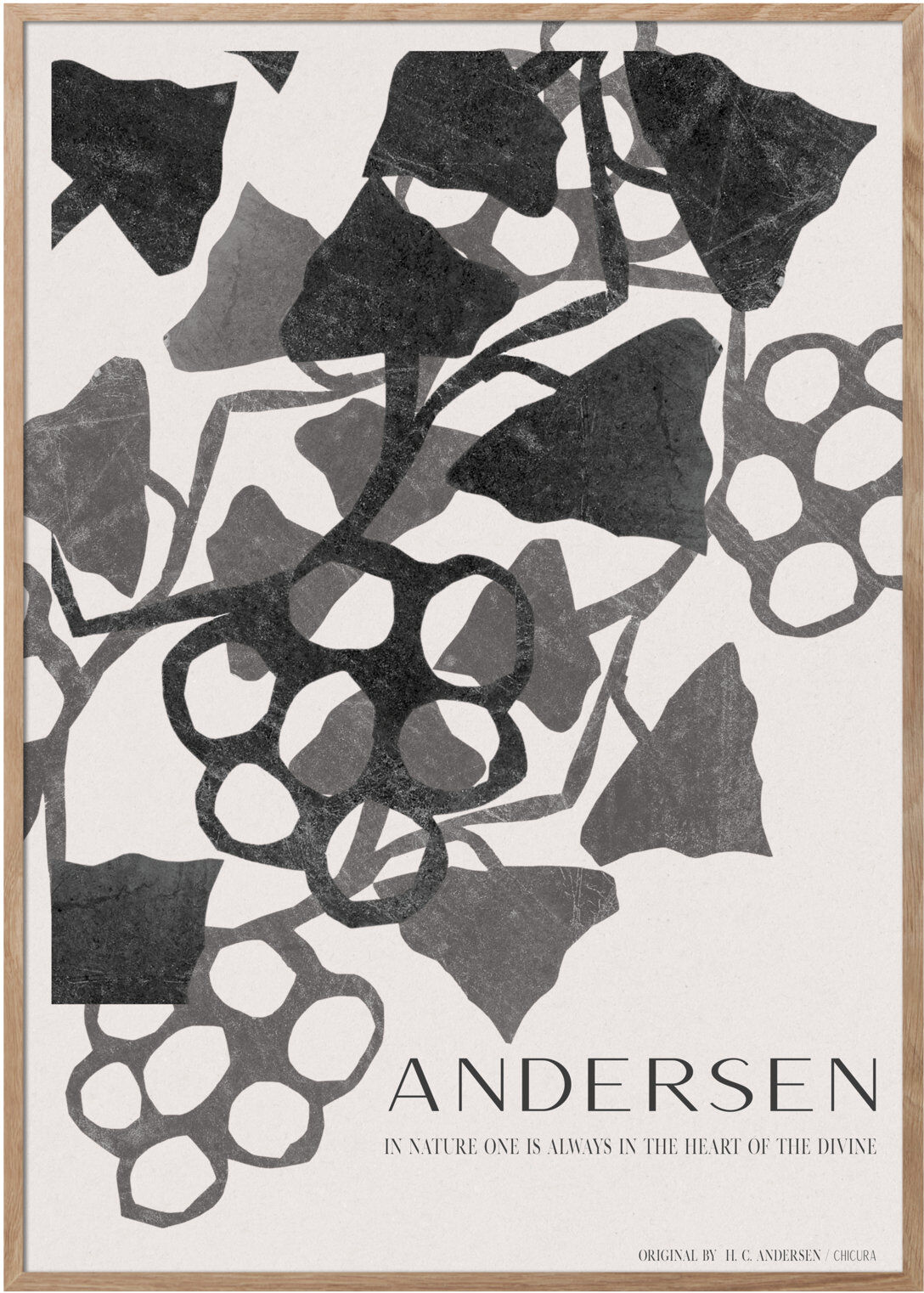 ChiCura H.c. Andersen - Leafs & Grapes Home Decoration Posters & Frames Posters Black & White Multi/mønstret ChiCura