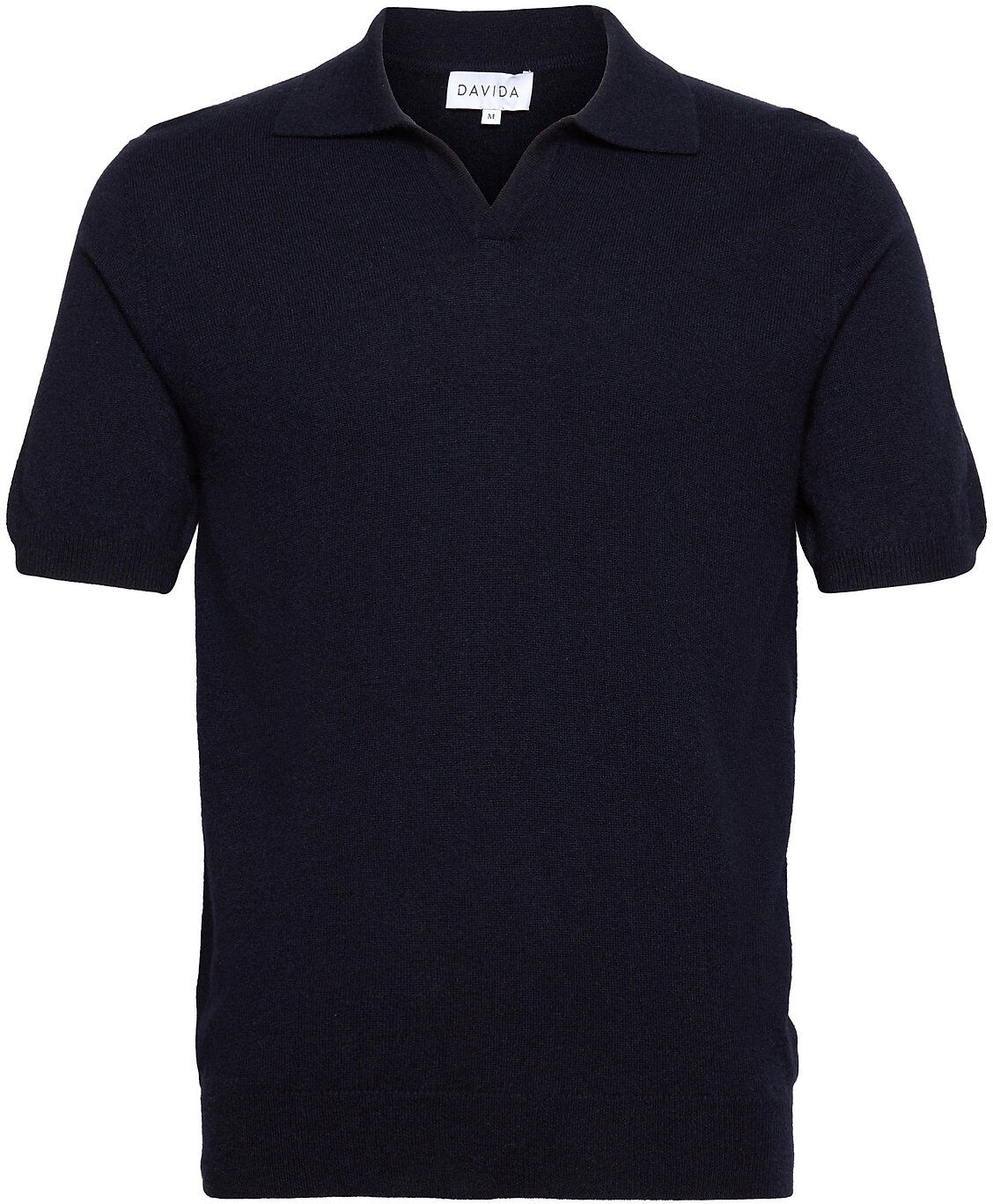 Davida Cashmere Man Open Collar T-Shirt Polos Short-sleeved Blå Davida Cashmere