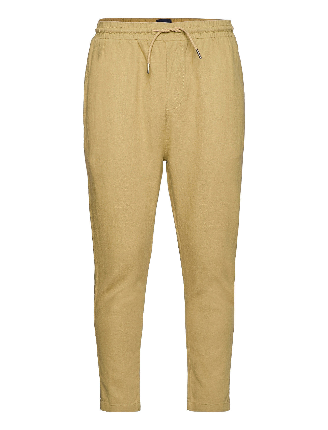 Pro-Ject Dp Linen Cropped Pant Uformelle Bukser Hverdagsbukser Beige Denim Project