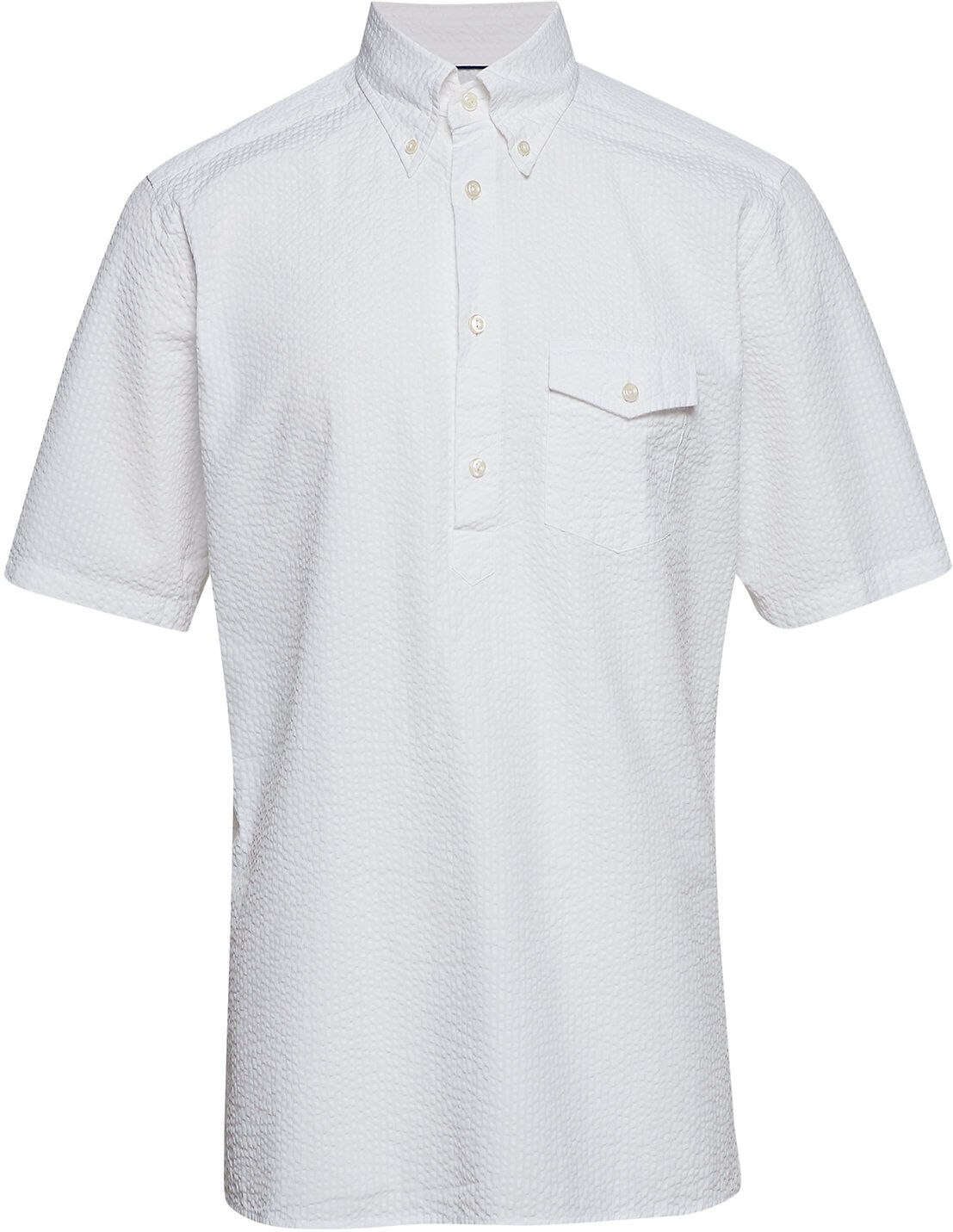 Eton White Seersucker Short Sleeve Popover Shirt Kortermet Skjorte Hvit Eton