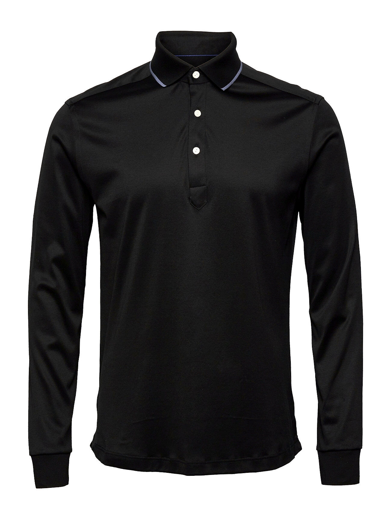 Eton Men's Shirt: Casual Jersey Polos Long-sleeved Svart Eton