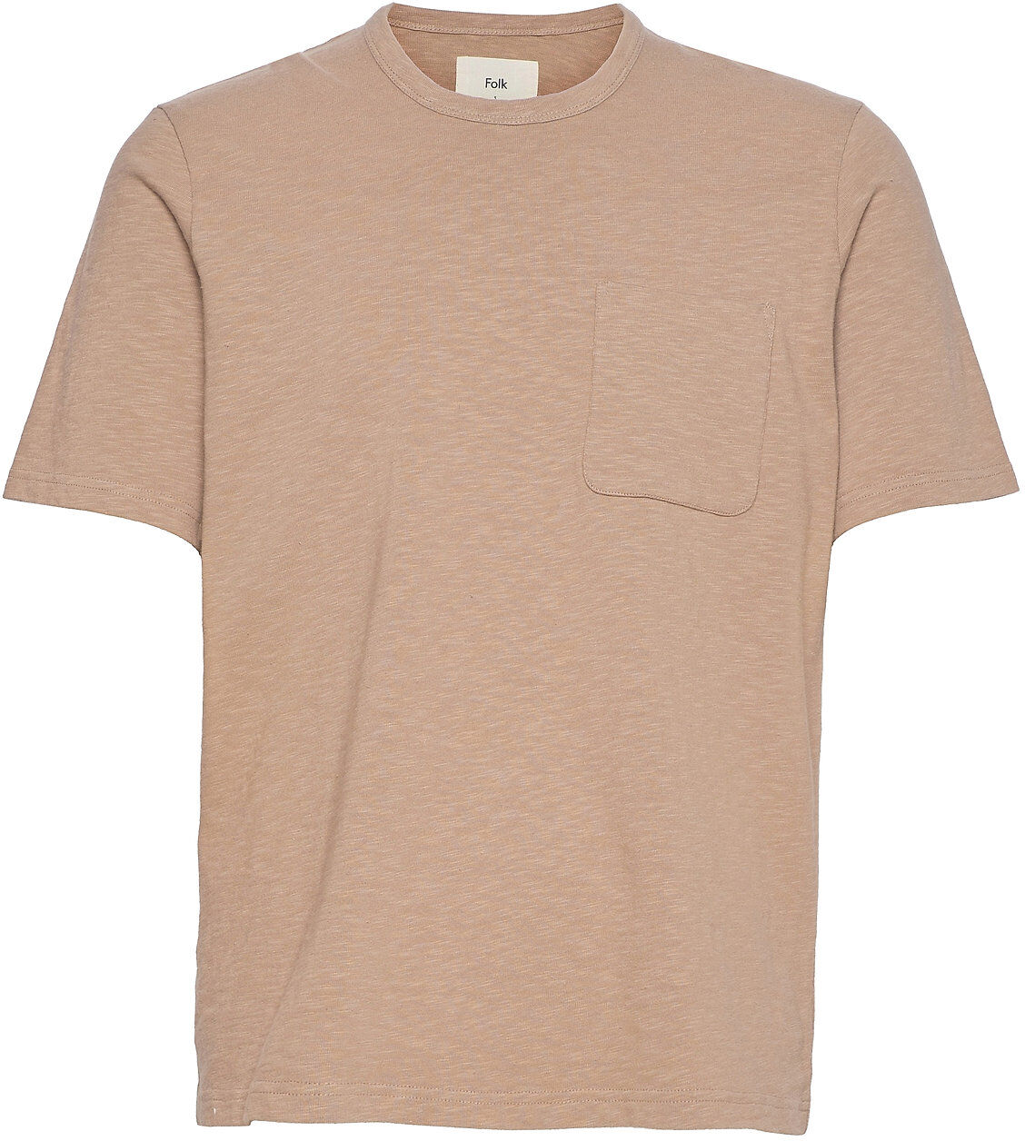 Folk Slub Pocket Tee T-shirts Short-sleeved Beige Folk